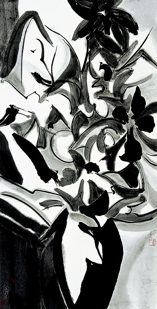 刘巨德 花韵 180×90cm 水墨纸本 2004年