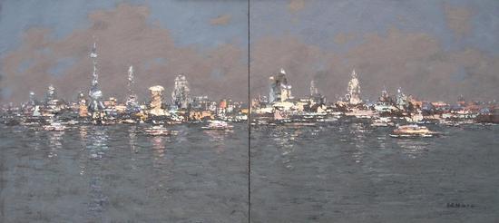 浦江之夜190cmx100cm作者李晓林