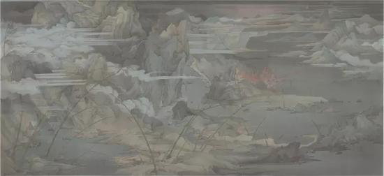 郝量《潇湘八景——士游》,绢本水墨,2016年