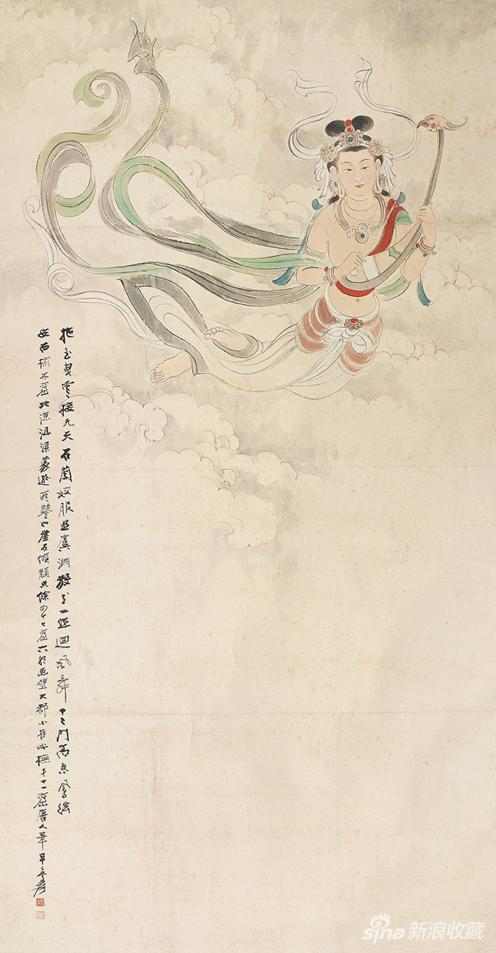 张大千 飞天图 设色纸本 立轴 1941年作 182×94cm