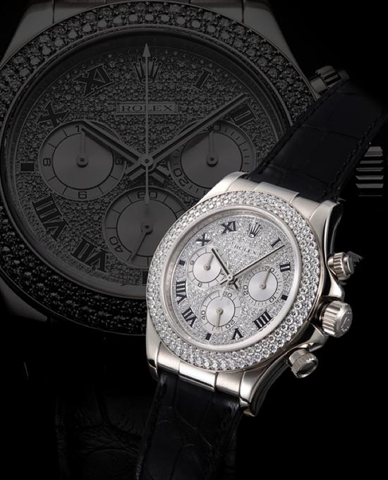 LOT 2237 ROLEX 劳力士迪通拿系列18K白金镶钻腕表
