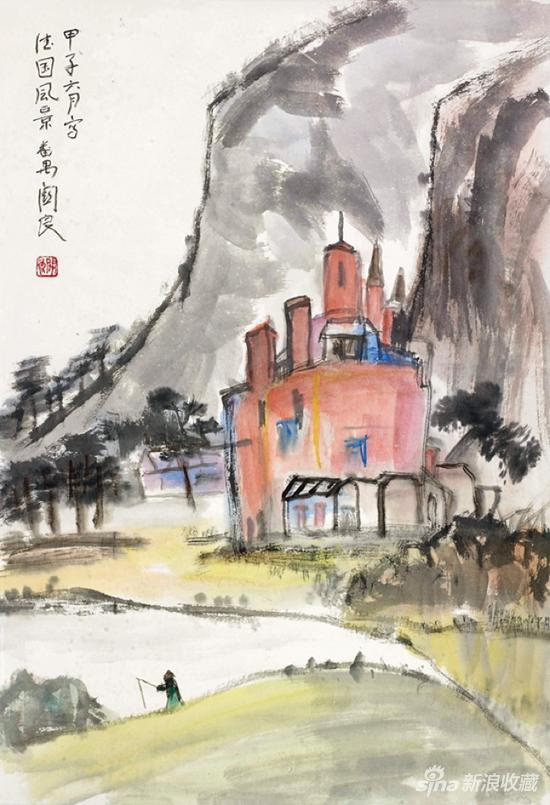 关良 德国风景 设色纸本 立轴 79×53.5cm 关良 德国风景 设色纸本 立轴 79×53.5cm