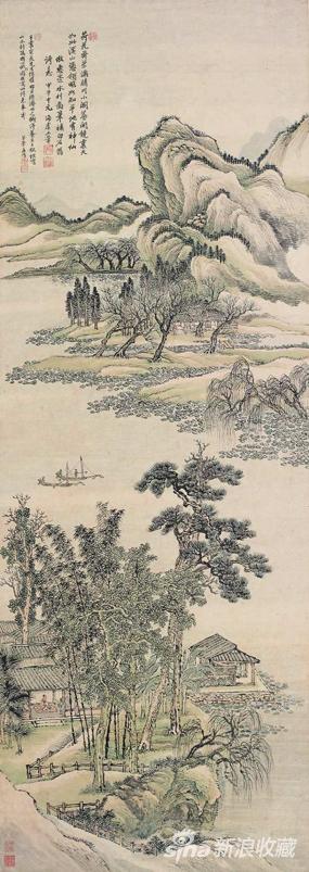 王翚 仿惠崇水村图 设色纸本 立轴 142×51cm