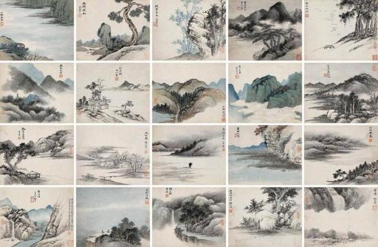 吴湖帆《仿古山水册页》(二十开),北京保利2014秋季拍卖会,成交价1115.5万元