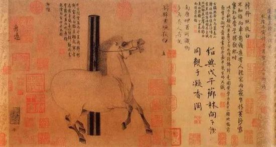 唐代韩幹《照夜白图》 纸本设色 30.8x33.5cm 美国大都会博物馆藏