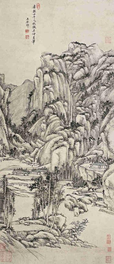 LOT 318 王原祁 仿梅道人山水 立轴 水墨纸本 1702年作