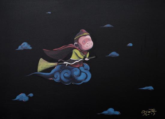 孙悟空·女巫版 布面油画 50X70cm 2017