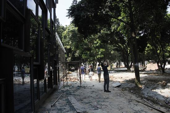 水厂艺术音乐公园正在建设中