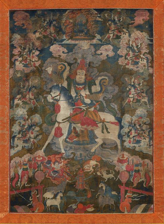 Lot 890 清乾隆 骏马财神唐卡 49×34.8cm. High×Wide (画心)