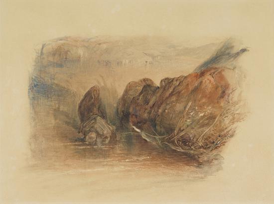 John Ruskin,《Rocks。 Copy after Turner‘s ’Llanberis Lake 。。。》,Drawing,14.7 x 19.8 cm