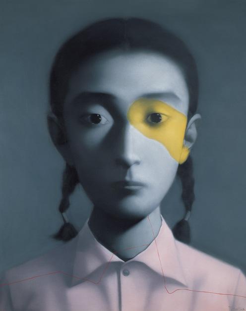 穿粉红色衬衣的女孩 作者:张晓刚 创作年代:2006 规格:200×160cm 品类:油画