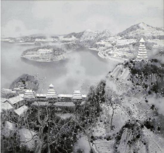 翁凯旋《江南春雪系列之一》布面油画,180×170cm,2015