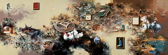 一切早已存在,只有经过时显形 作者:钟飙 创作年代:2012 规格:400×1200cm