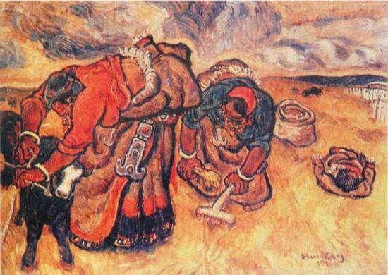 张晓刚《暴雨将临》布面油画,1981