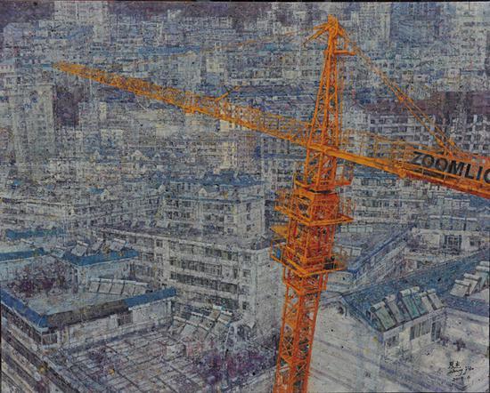 造城 作者:张杰 创作年代:2014 规格:200×160cm 品类:油画