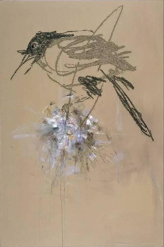 叶永青《花·鸟》布面丙烯,300×200cm,2010年