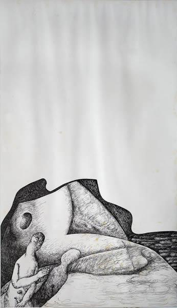 《我行其野》纸本手绘 110 x 64 cm