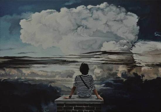 谢宏声《蘑菇云》布面油画,100×70cm,2015