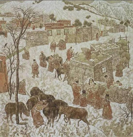 傅仲超《村落》纸本,150x145cm,2004