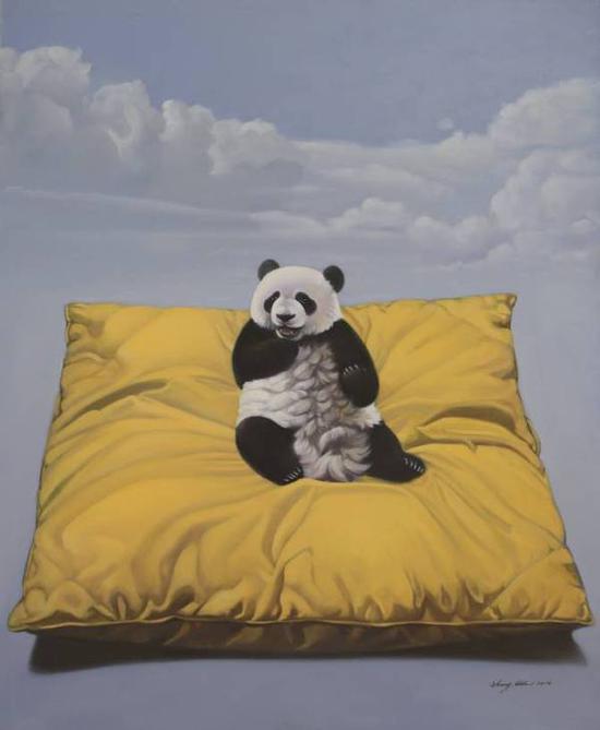 张奇开《吃空气》布面油画,160×130cm,2010