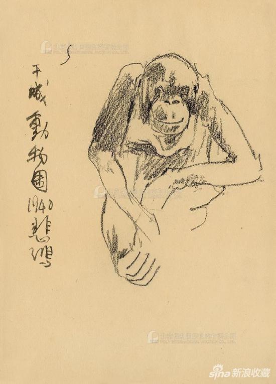1940年作 速写猴 纸本素描
