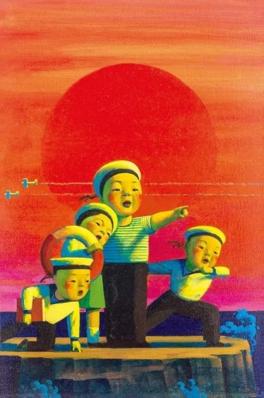 刘野 朝阳 布面 油画 60×40cm