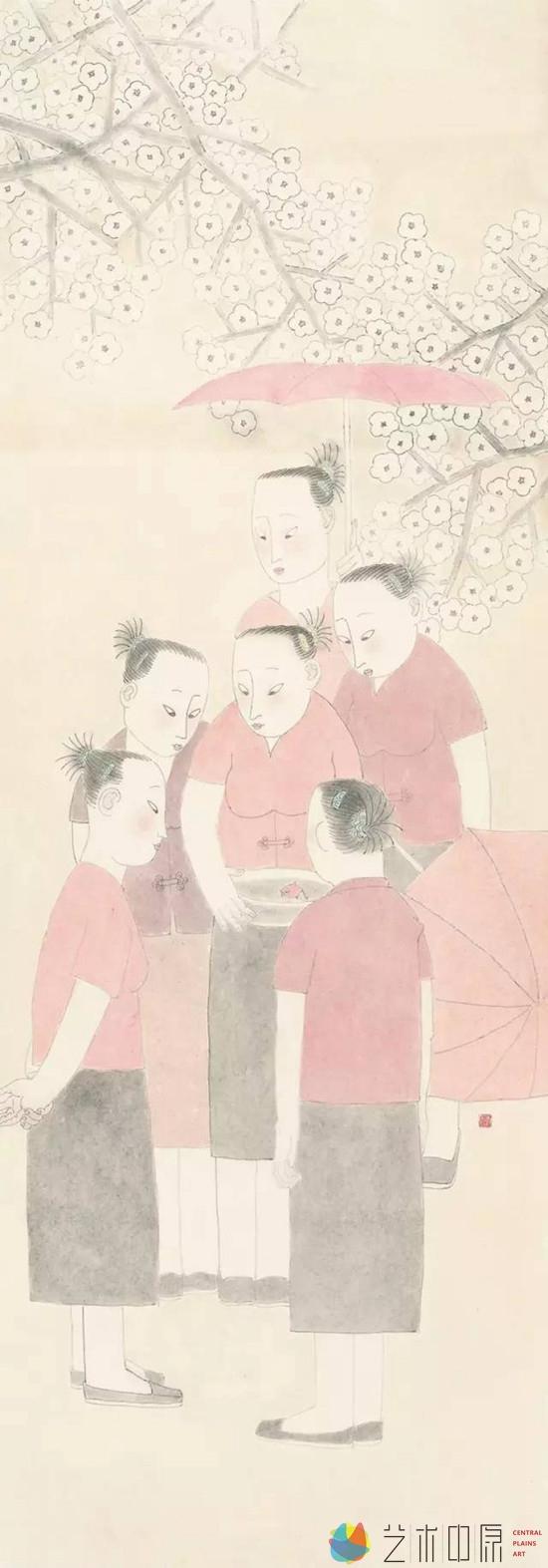 观鲤之语 177cm×60cm 马刚