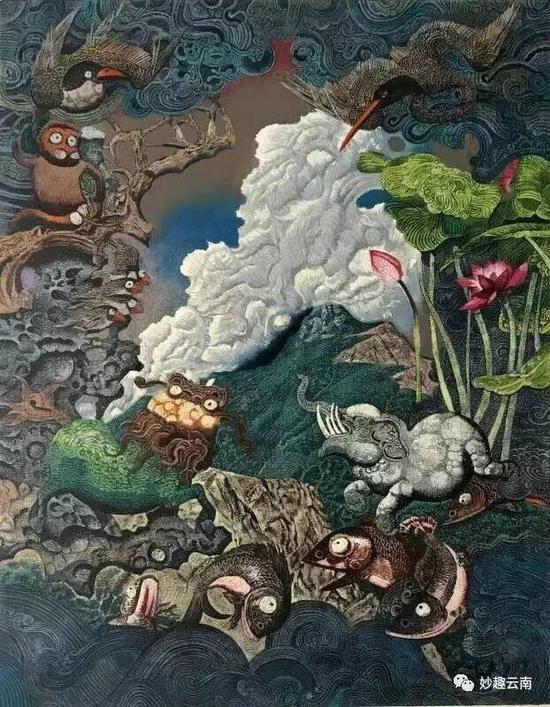陈流 彩云南 绝版木刻 72X92CM 2016