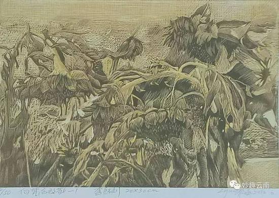 黎炬 向梵高致敬一 绝版木刻 20X30CM 2012