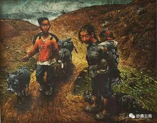 罗中立 牧归 丝网版画95X128cm 2008