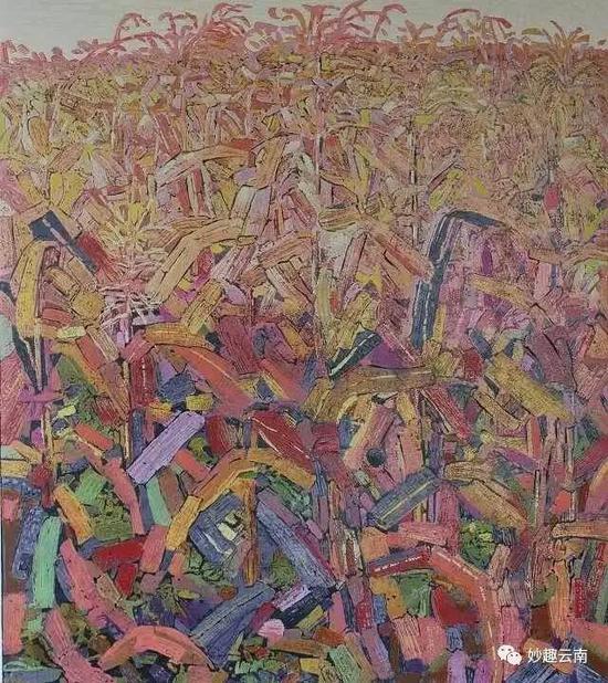 黄德基 苞米地 绝版木刻 80X70CM 2016