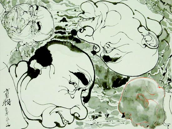 8-2,2015.12.12,35x45.5cm,纸本水墨,2015年