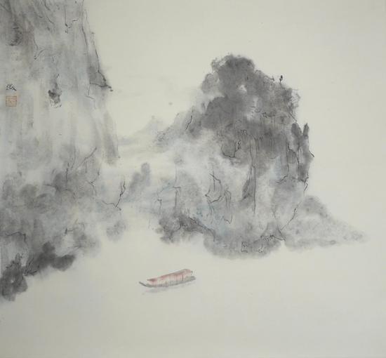 皇帝岛印象45×48.5cm 纸本水墨 2017 Impression of Emperor Island, Water-ink on rice paper