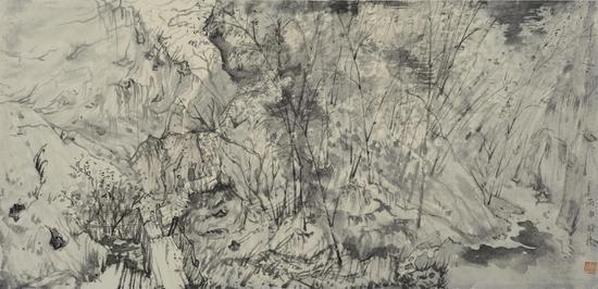 大红袍(二) 70×36cm 纸本水墨 2016 Dahongpao-2, Water-ink on rice paper