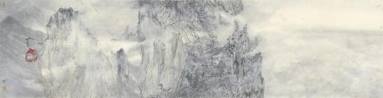 酔卧烟霞 138×34cm 纸本水墨 2017 Lost in Mist and Cloud in Twilights, Water-ink on rice paper