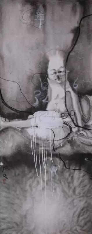 《寻人启示系列》 纸本水墨 180cm×70cm 2017