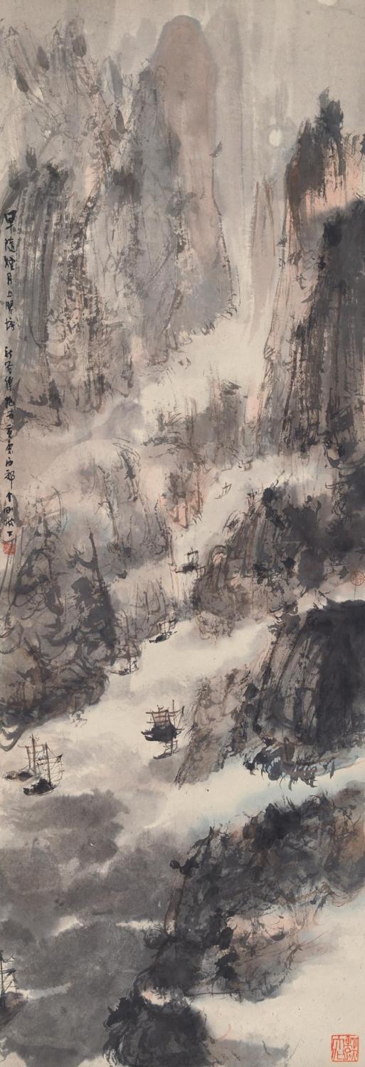 * Lot 115 傅抱石(1904-1965) 早随烟月上瞿塘 成交价(人民币)- 8,165,000