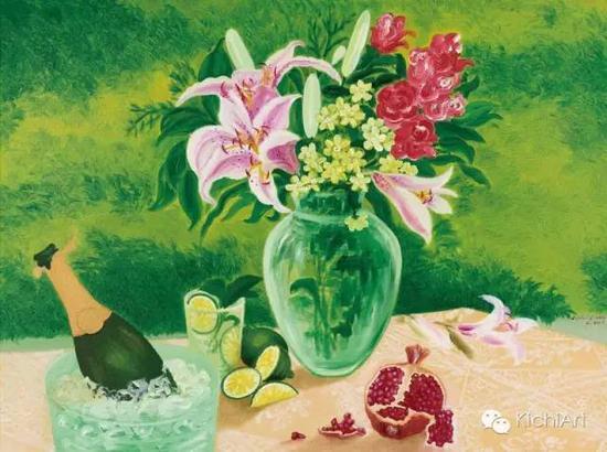 作品名称:小聚 作 者:Kichi Liang 材 质:布面油画 作品尺寸:80X60cm