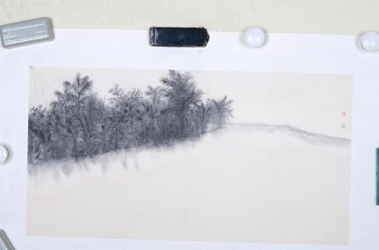 浮生系列 纸本水墨 尺寸60cmx30cm (1)