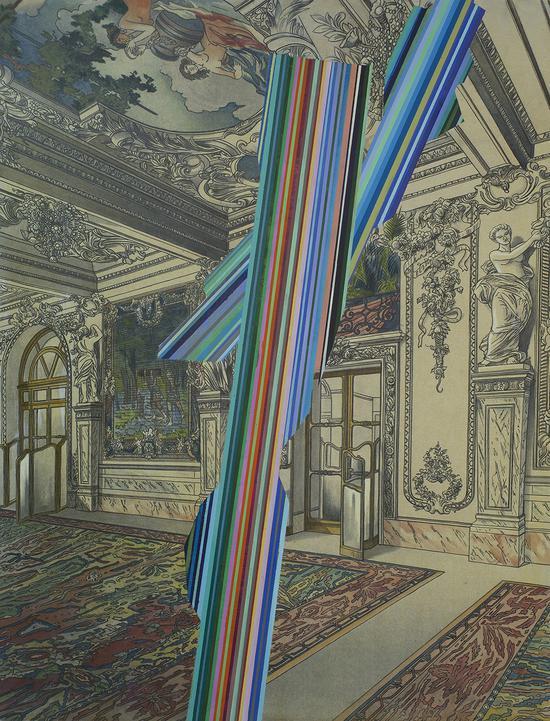 奚建军,《另一道风景(希夫尔德 )》,综合材料,159x112cm,2017