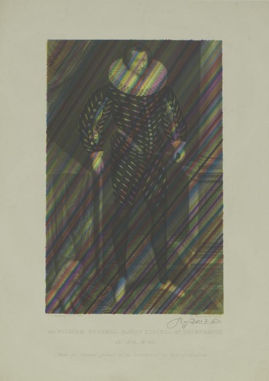 奚建军,《威亷爵士出身于1613》,纸上绘画,32x22.5cm,2017