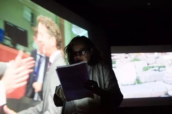 Angela Melitopoulos, Crossings, 2017, two-screen presentation with live sound, Greek Film Archive (Tainiothiki), Athens, documenta 14, photo: Angelos Giotopoulos