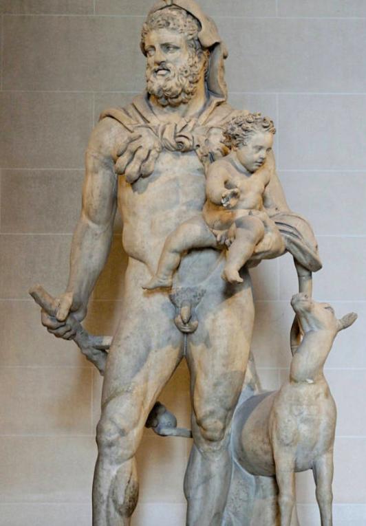 《赫拉克利斯和他的儿子忒勒福斯》(Heracles and his child Telephos)。