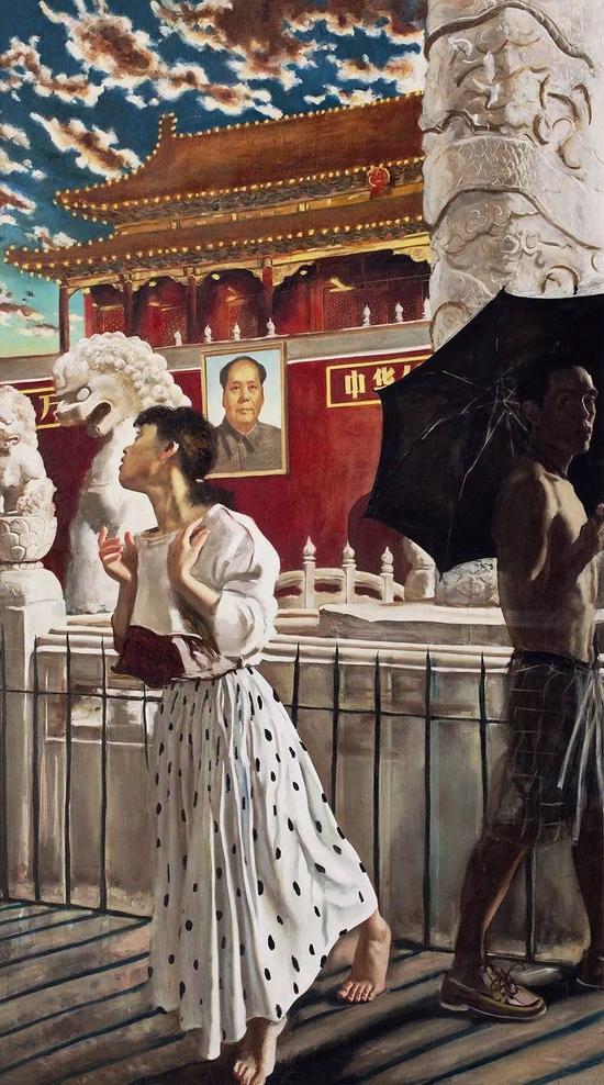 赵半狄,《蝴蝶》,1990,布面油画,250 X140 cm。