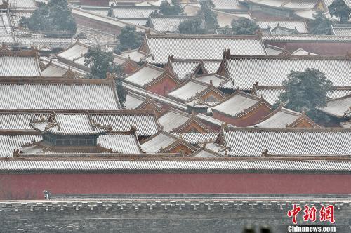 资料图:雪中的故宫。中新网记者 金硕 摄