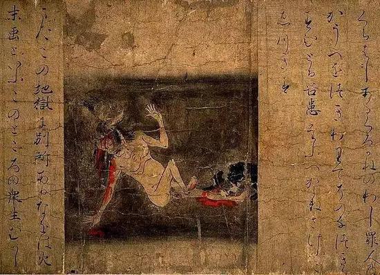 “发火流地狱”,《地狱草纸》(じごくぞうし)日本平安时代(12世纪),东京国立博物馆藏