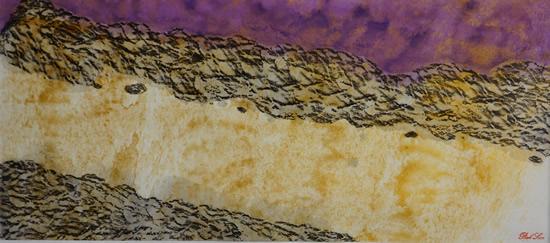 《康定风情-城郊的康定河风景2》,纸本设色,2017年,69cm×23cm