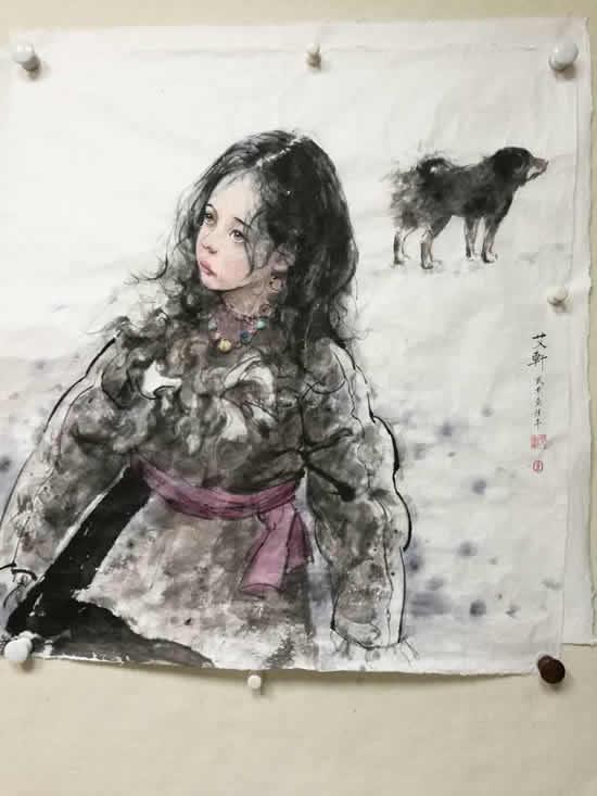 远方的云,水墨,六尺对开