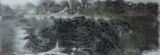 《墨韵贡嘎-冲和之气》,纸本水墨,2016年,69cm×24cm