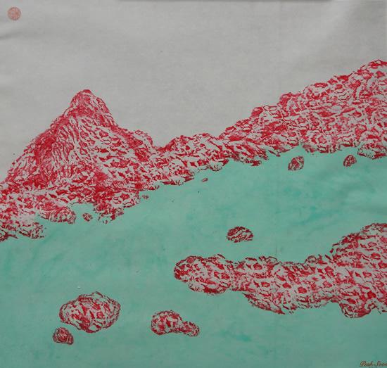 《康定风情-两岔河印象2》,纸本设色,2017年,69cm×50cm